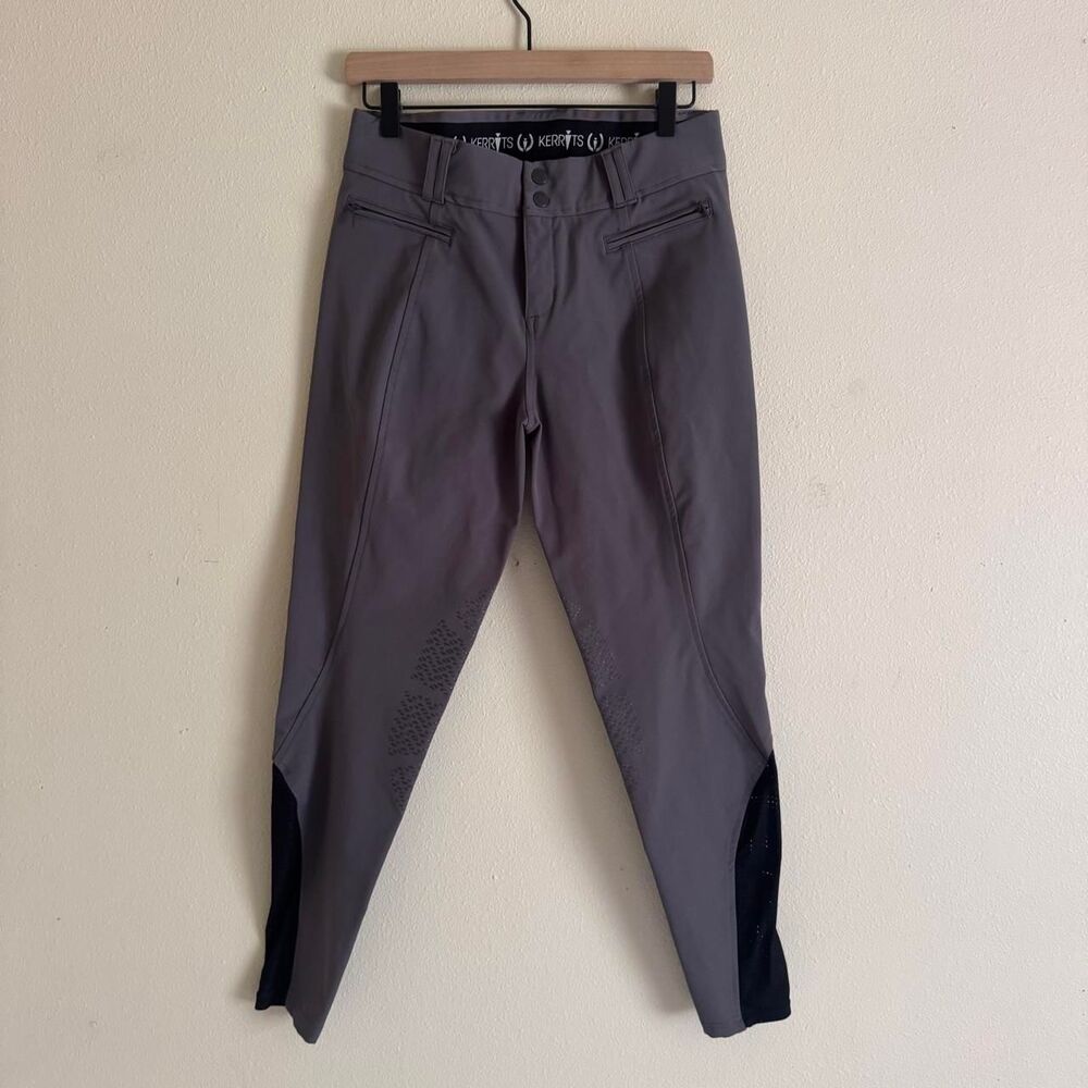 Kerrits Grey Riding Pants Breeches Knee Patch Size Medium